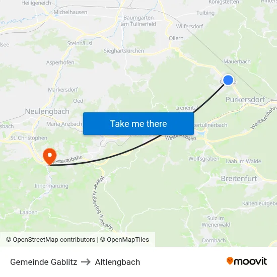 Gemeinde Gablitz to Altlengbach map