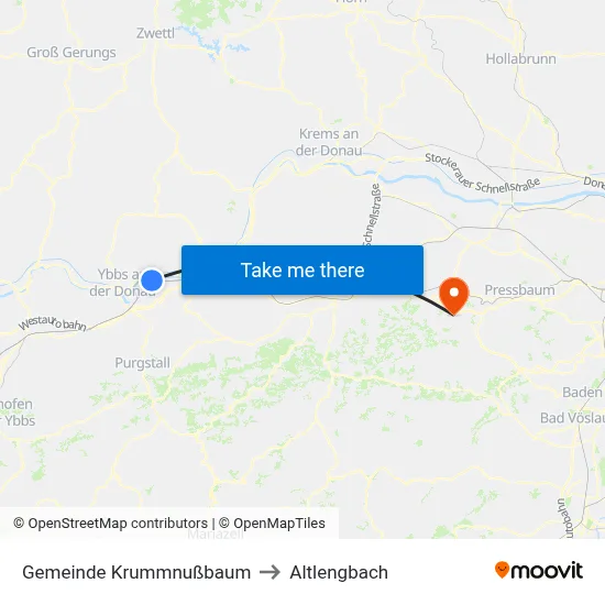 Gemeinde Krummnußbaum to Altlengbach map