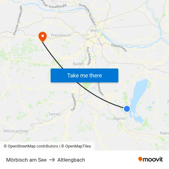 Mörbisch am See to Altlengbach map