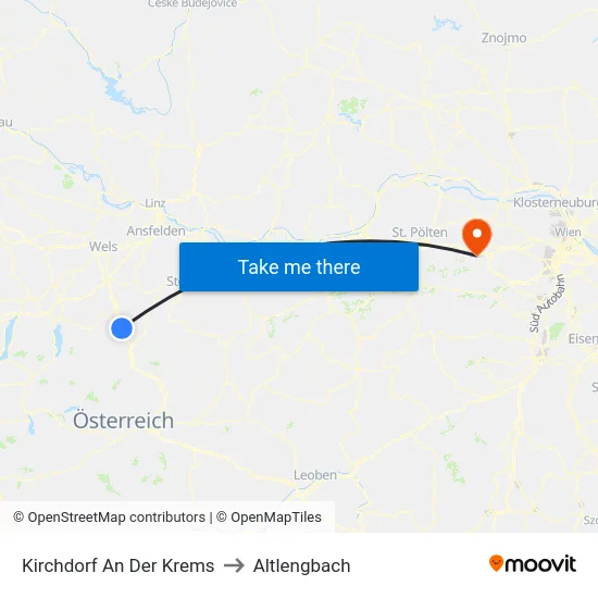 Kirchdorf An Der Krems to Altlengbach map