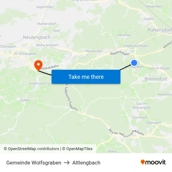 Gemeinde Wolfsgraben to Altlengbach map