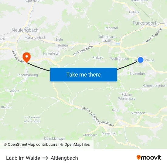 Laab Im Walde to Altlengbach map