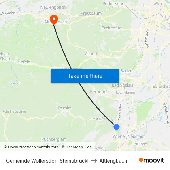 Gemeinde Wöllersdorf-Steinabrückl to Altlengbach map