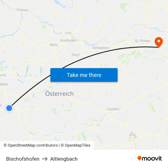 Bischofshofen to Altlengbach map