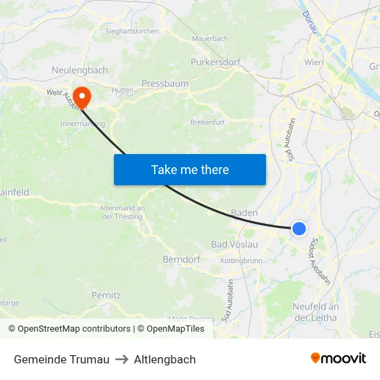 Gemeinde Trumau to Altlengbach map