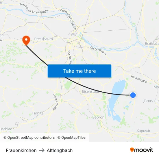 Frauenkirchen to Altlengbach map