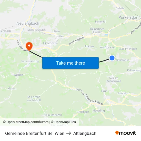 Gemeinde Breitenfurt Bei Wien to Altlengbach map