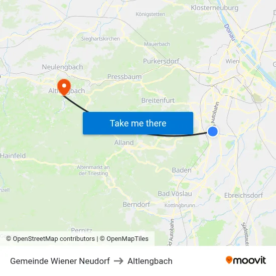 Gemeinde Wiener Neudorf to Altlengbach map