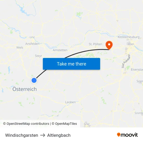 Windischgarsten to Altlengbach map