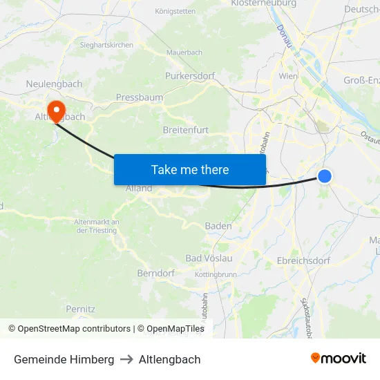 Gemeinde Himberg to Altlengbach map