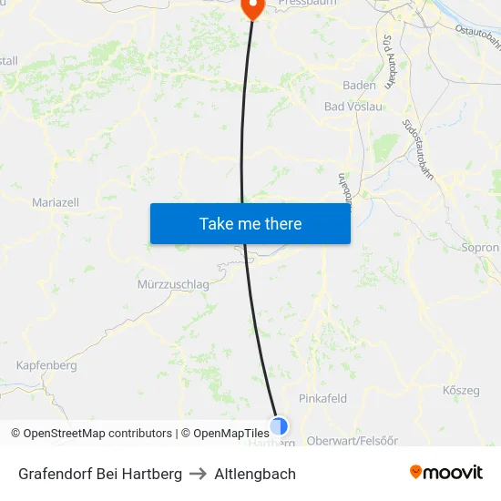 Grafendorf Bei Hartberg to Altlengbach map