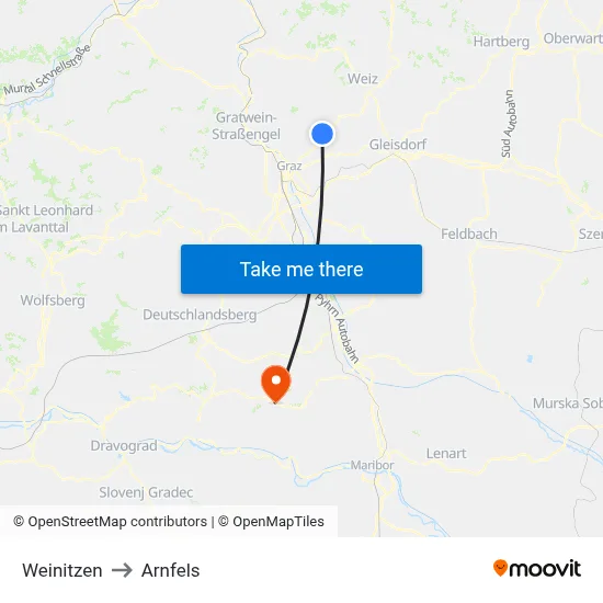 Weinitzen to Arnfels map