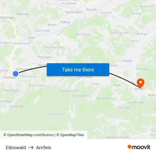Eibiswald to Arnfels map