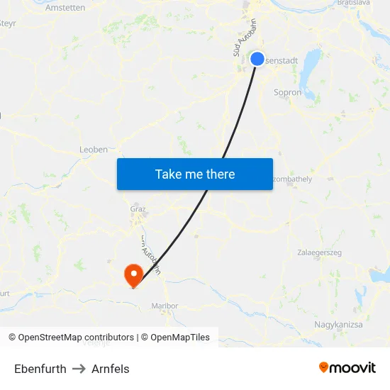 Ebenfurth to Arnfels map