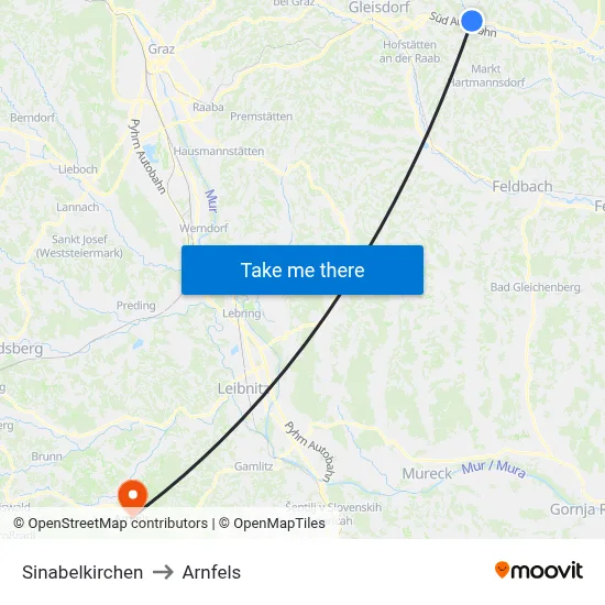 Sinabelkirchen to Arnfels map