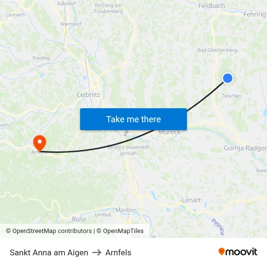 Sankt Anna am Aigen to Arnfels map