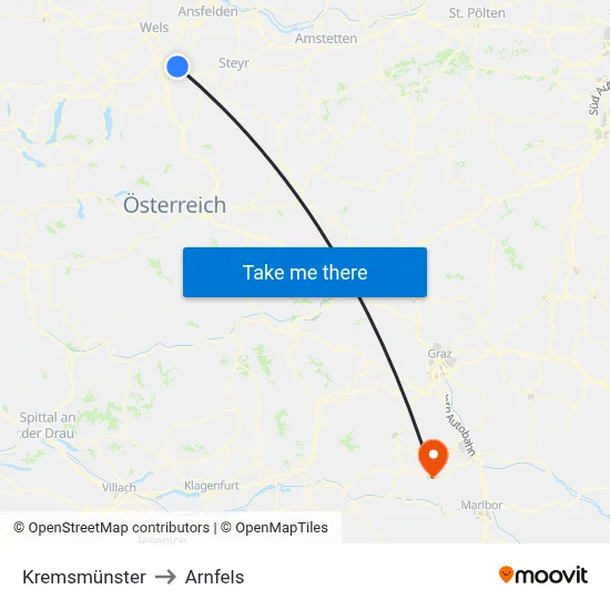 Kremsmünster to Arnfels map