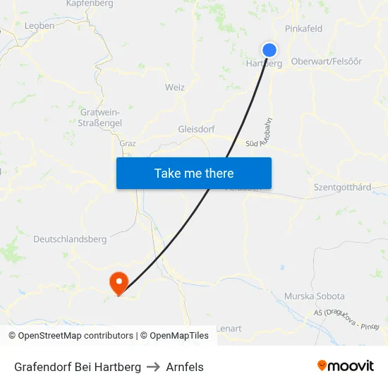 Grafendorf Bei Hartberg to Arnfels map