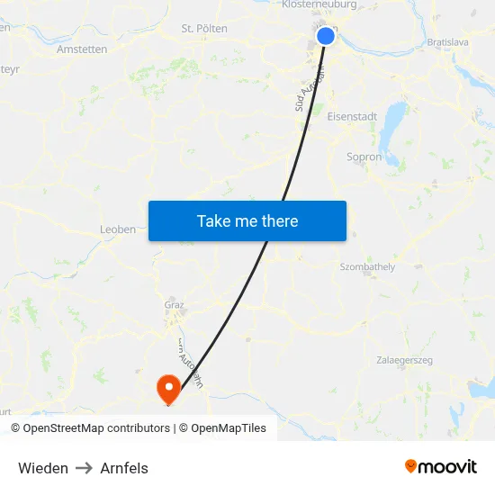 Wieden to Arnfels map
