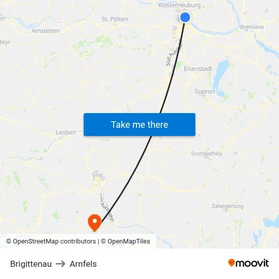 Brigittenau to Arnfels map