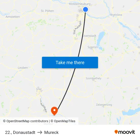 22., Donaustadt to Mureck map