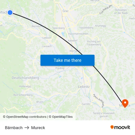 Bärnbach to Mureck map