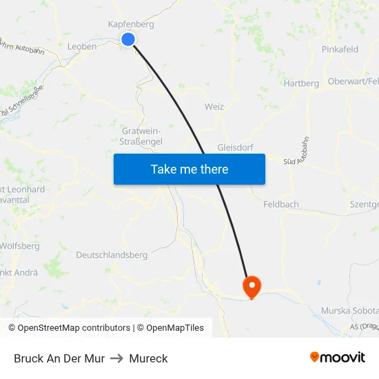 Bruck An Der Mur to Mureck map