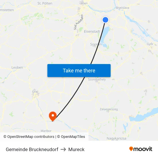 Gemeinde Bruckneudorf to Mureck map
