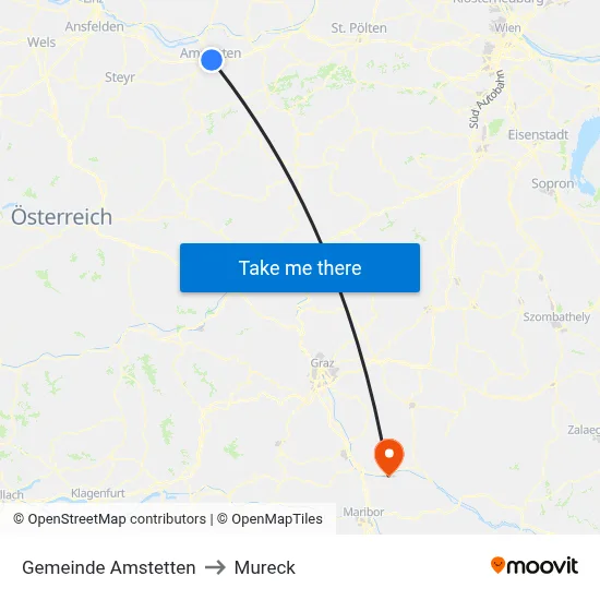 Gemeinde Amstetten to Mureck map