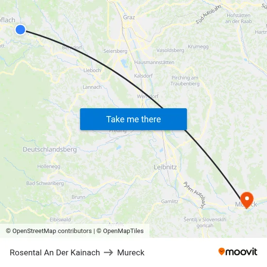 Rosental An Der Kainach to Mureck map