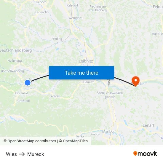 Wies to Mureck map