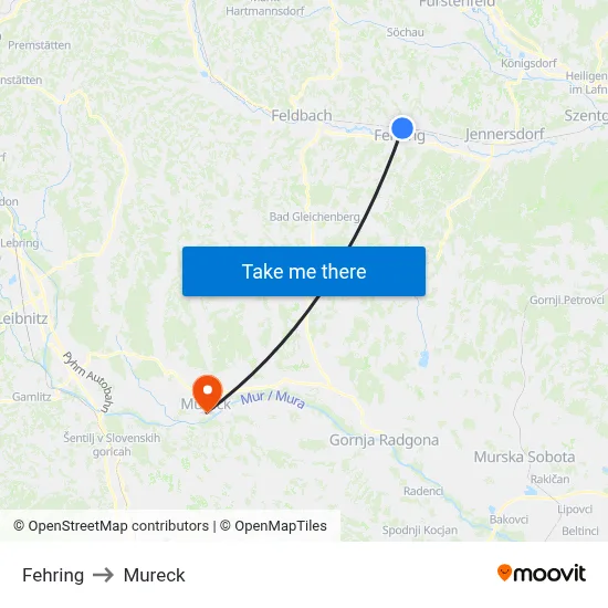 Fehring to Mureck map