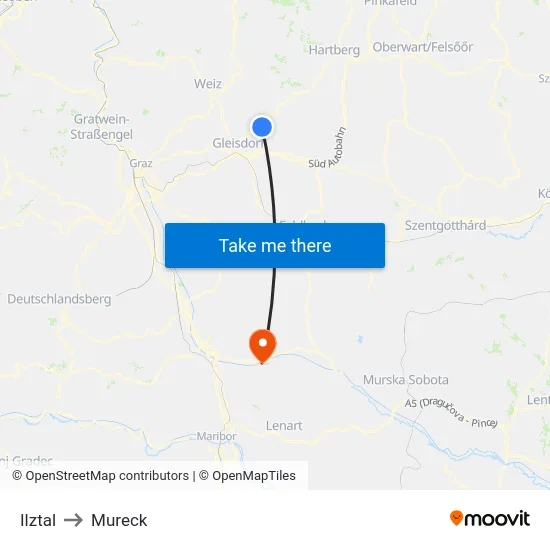 Ilztal to Mureck map