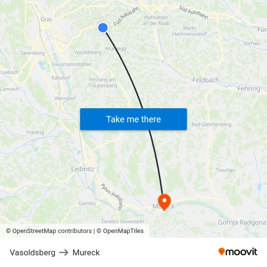 Vasoldsberg to Mureck map