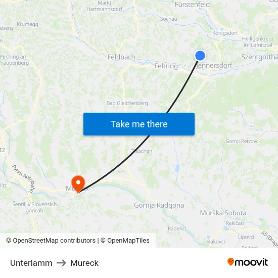 Unterlamm to Mureck map