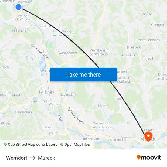Werndorf to Mureck map