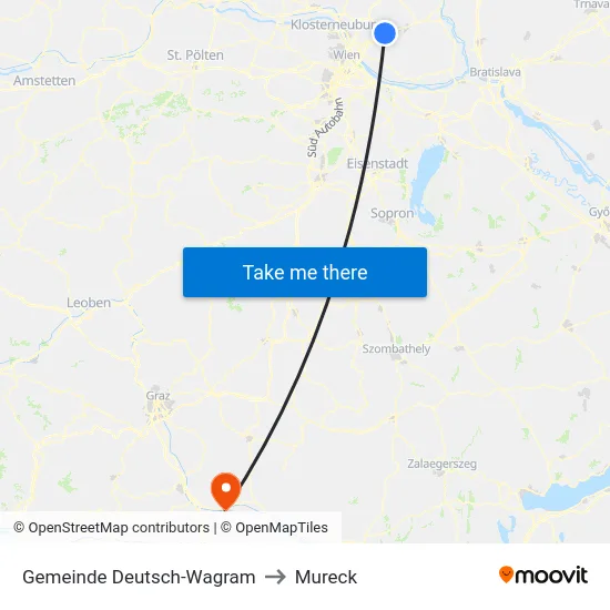 Gemeinde Deutsch-Wagram to Mureck map