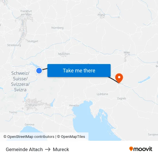 Gemeinde Altach to Mureck map