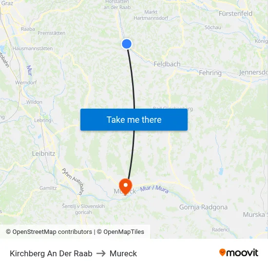 Kirchberg An Der Raab to Mureck map