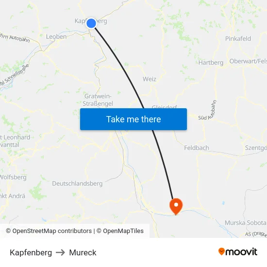 Kapfenberg to Mureck map