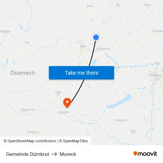 Gemeinde Dürnkrut to Mureck map