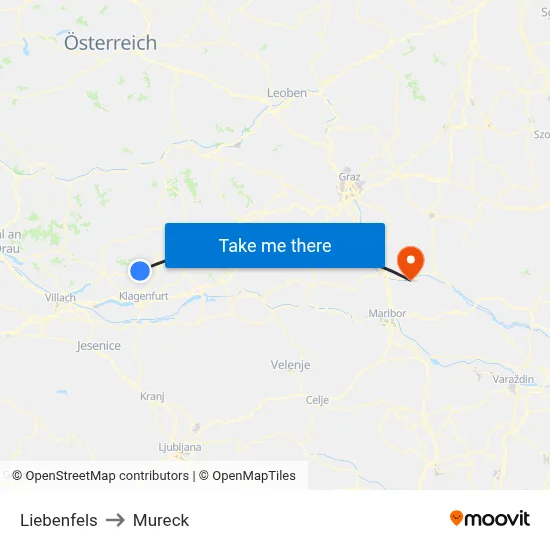 Liebenfels to Mureck map