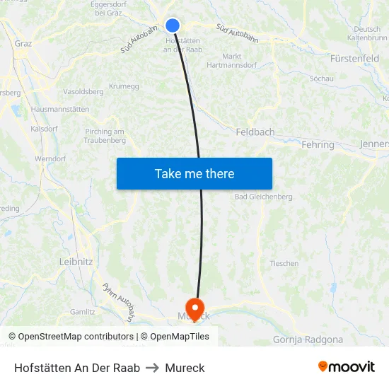 Hofstätten An Der Raab to Mureck map