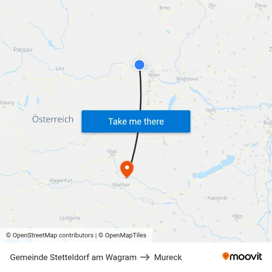Gemeinde Stetteldorf am Wagram to Mureck map