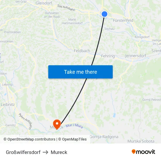 Großwilfersdorf to Mureck map