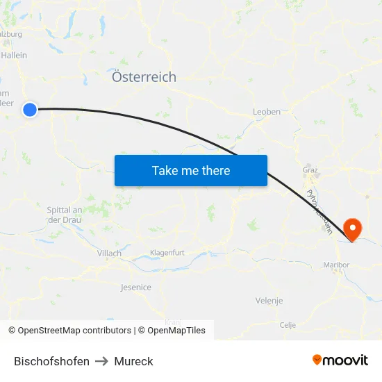 Bischofshofen to Mureck map