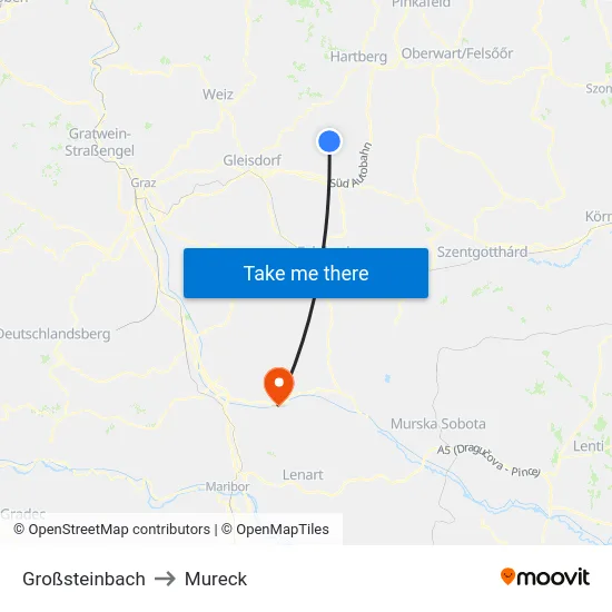 Großsteinbach to Mureck map
