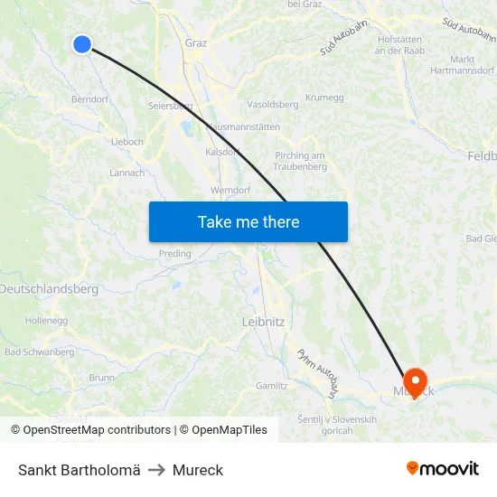 Sankt Bartholomä to Mureck map