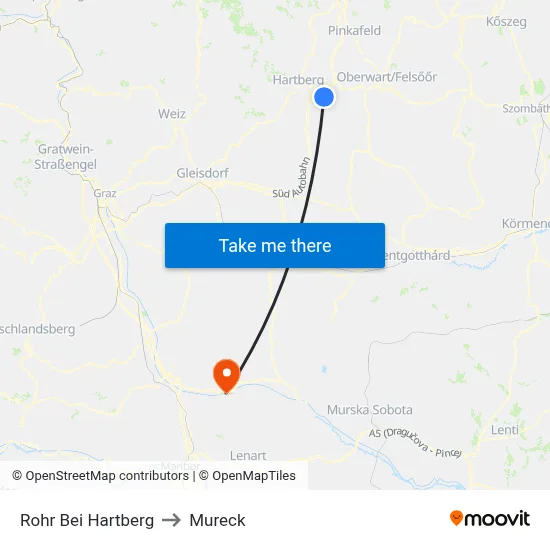 Rohr Bei Hartberg to Mureck map