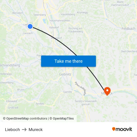 Lieboch to Mureck map